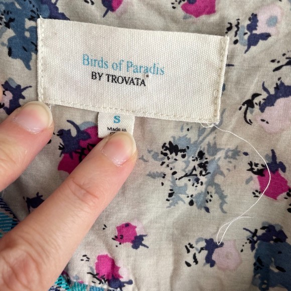 Anthropologie Birds of Paradis by Trovata Multicolor Ladies Plaid Button Down, S - Picture 8 of 9